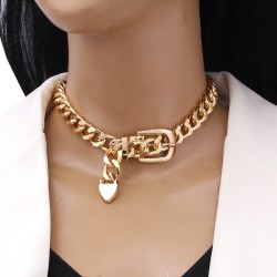 occidental style retro personality chain belt buckle clavicle necklace trend M..
