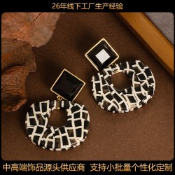 fashion occidental style wind leopard geometry silver earrings woman medium hi..