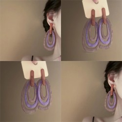 silver multilayer Round resin Stripe ear stud occidental style exaggerating at..