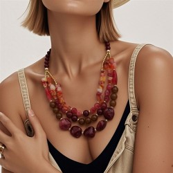occidental style necklace  exaggerating double color beads multilayer clavicle..
