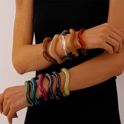 occidental style Acrylic Irregular geometry circle opening bangle retro samll ..