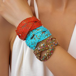 occidental style glass beads beads multilayer opening bangle personality high ..