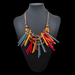 Bohemia multilayer color black long Wood woman necklace ethnic style exaggerat..
