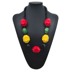 occidental style retro color geometry big necklace pendant Nation black chain ..