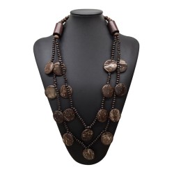 retro ethnic style natural Coir handmade beads multilayer sweater chain woman ..