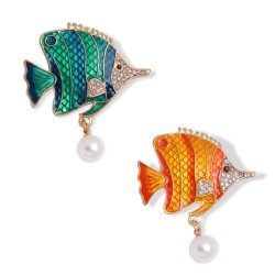 occidental style fashion trend samll Pearl Rhinestone brooch creative personal..