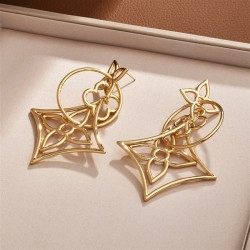 silver high exaggerating temperament geometry rhombus hollow watch-face earrin..