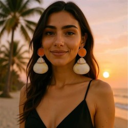 retro elegant temperament Alloy resin geometry buttons earring all-Purpose day..