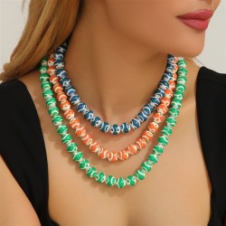 style Acrylic pattern layer woman necklace set summer woman