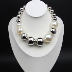 occidental style color Pearl Double layer belt necklace  wind exaggerating sam..