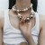 occidental style color Pearl Double layer belt necklace  wind exaggerating samll clavicle chain woman