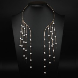 occidental style  exaggerating long tassel opening Collar imitate Pearl chain ..