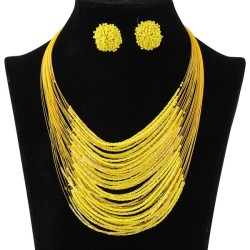 Bohemia multilayer beads necklace earrings set retro ethnic style sweater chai..