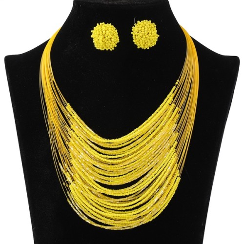 Bohemia multilayer beads necklace earrings set retro ethnic style sweater chain lady multilayer Bohemia multilayer beads necklace earrings set retro ethnic style sweater chain lady multilayer