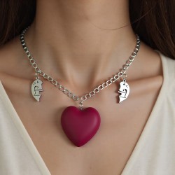 heart-shaped pendant necklace woman creative lovers splice love pendant clavic..
