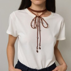 imitate leather velvet twining necklace lady Bohemia long style beads chain mu..