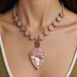 retro wind sheep head pendant necklace woman Bohemian style