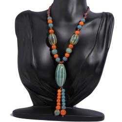 W wind beads weave ceramic necklace sweater chain long style wind pendant temp..