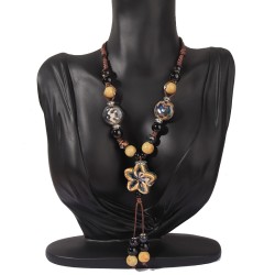 W occidental style retro sweater chain woman long style ceramic all-Purpose ne..