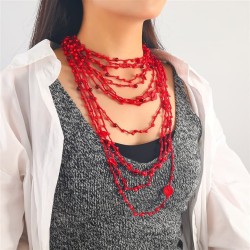 personality color multilayer resin color beads handmade necklace woman