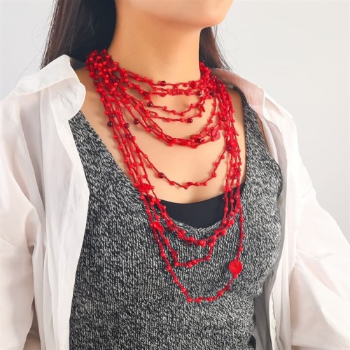 personality color multilayer resin color beads handmade necklace woman