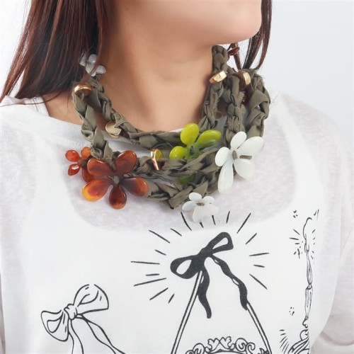 occidental style exaggerating handmade weave resin multilayer big flowers necklace woman summer beach style