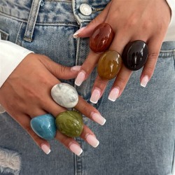 occidental styleins wind transparent resin ring  fashion width surface color w..