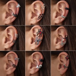 occidental style creative Halloween skullearring  personality black spider Ear..