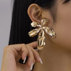 occidental style exaggerating Metal flowers Ear clip woman geometry personalit..
