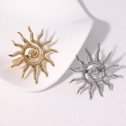 occidental style stainless steel opening sun ring gilded personality retro fas..