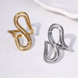 occidental style wind samll geometry brief all-Purpose stainless steel ring wo..