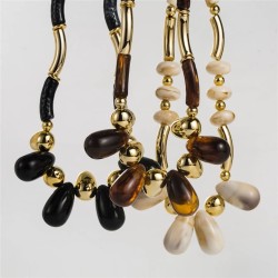 retro Autumn and Winter wind Acrylic beads necklace woman all-Purpose samll ch..