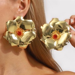 E medium Metal big flowers ear stud  exaggerating personality temperament all-..