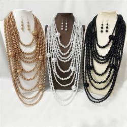 occidental style fashion high Pearl necklace temperament exaggerating long sty..