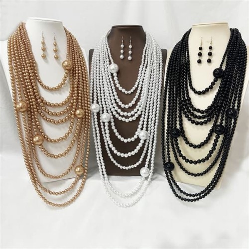occidental style fashion high Pearl necklace temperament exaggerating long style sweater chain chain set