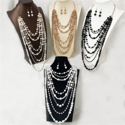 occidental style exaggerating multilayer high-end Pearl necklace temperament a..