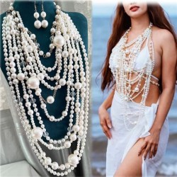 occidental style exaggerating fashion high Pearl necklace handmade beads multi..