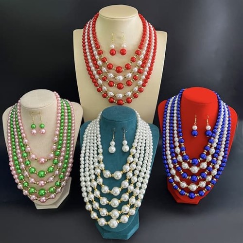occidental style fashion temperament elegant multilayer imitate Pearl woman necklace fashion high set