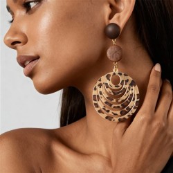 occidental style retro resin flowers Round leopard silver earrings Autumn and ..