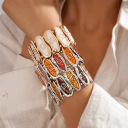occidental style retro personality enamel Round elasticity rope splice bracele..