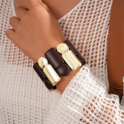 occidental style exaggerating Acrylic geometry square Round elasticity rope sp..