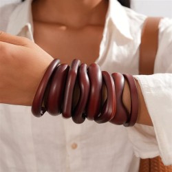 occidental style retro brief Acrylic Irregular geometry Round opening bangle e..