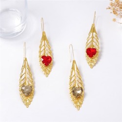 occidental style high retro ethnic style Metal hollow exaggerating feather Lea..
