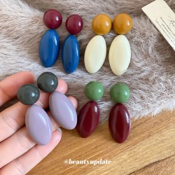 silver Acrylic Round pendant ear stud wind earrings high earring samll Earring