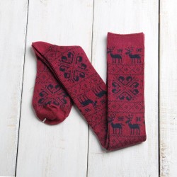 Autumn And Winter cotton snowflake fawn long tube Knees socks  ethnic style re..