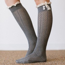 occidental style women socks  long tube lace flower Knees socks  fashion lady ..