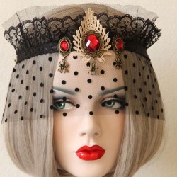 European and American retro sexy black gauze veil veil dance crown jewel mask head