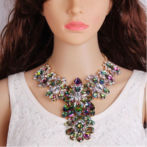 occidental style luxurious diamond  crystal necklace  pendant flowers high-end  woman