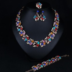 occidental style Colorful crystal gem four  necklace earrings ring bracelet  l..