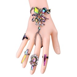 occidental style exaggerating bracelet colorful diamond all-Purpose fashion ri..